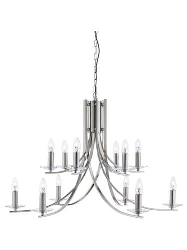 Ascona 12Lt Pendant - Satin Silver & Clear Glass Sconces