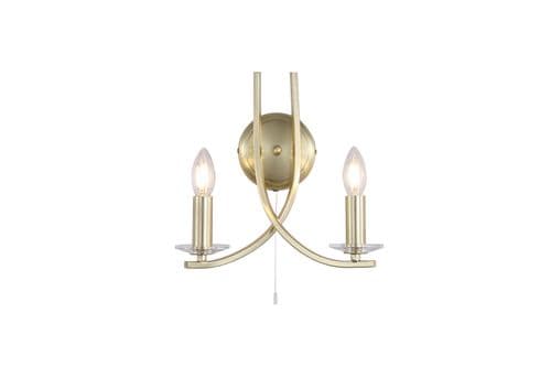 Ascona 2Lt Wall Light, Satin Brass Metal & Glass