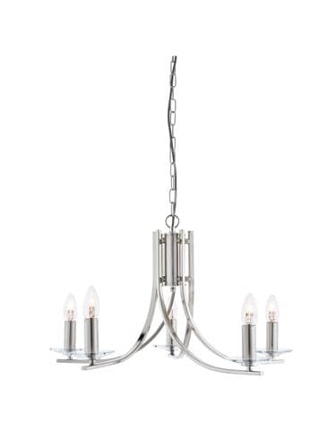 Ascona 5Lt Pendant -  Satin Silver & Clear Glass Sconces