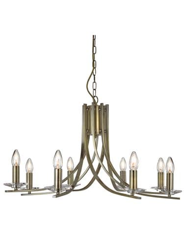 Ascona 8Lt Pendant - Antique Brass Metal & Glass