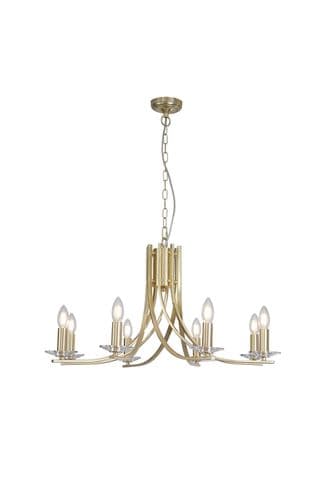 Ascona 8Lt Pendant, Satin Brass Metal & Glass