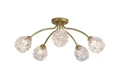Astral 5Lt Flush, Gold Metal With Glass Shades 11525-5GO