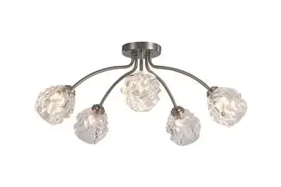 Astral 5Lt Flush, Satin Nickel Metal With Glass Shades 11525-5SN