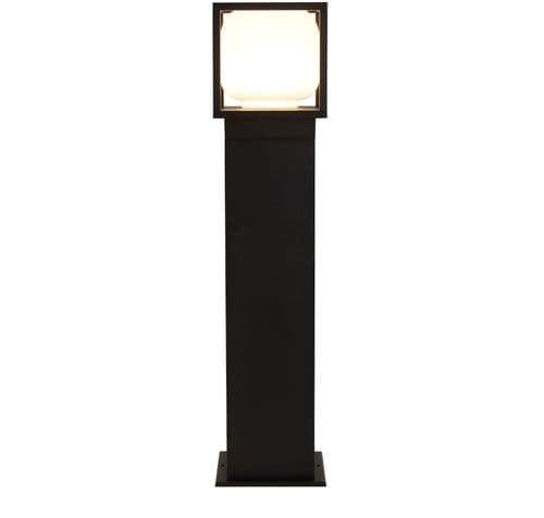 Athens Outdoor Post - Black Metal & Opal Glass