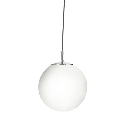 Atom 1 Light Pendant Dia 25Cm Satin Silver, Opal Glass TFB6066