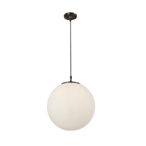Atom 1 Light Pendant Dia 40Cm Black, Opal Glass