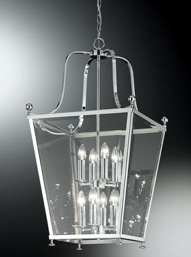 Atrio Square Hanging Pendant Chrome Lantern 8 Light GSBLA7003/8