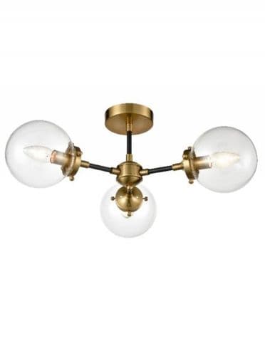 Attraction 3 Light Matt Black And Antique Gold Finish Ceiling Fitting GSBFL2409-3