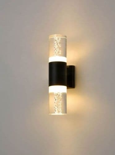 Aura Exterior LED Wall Light Matt Black with Bubble Effect 2x3w 547 Lumens GSBEXT6632