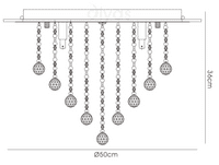 Austin Ceiling 6 Light G9 Polished Chrome with Acrylic Trim Crystal With 25 Additional Black Chances