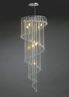 Austin Multi Drop Pendant Spiral 9 Light E14 Polished Chrome and Crystal15kg