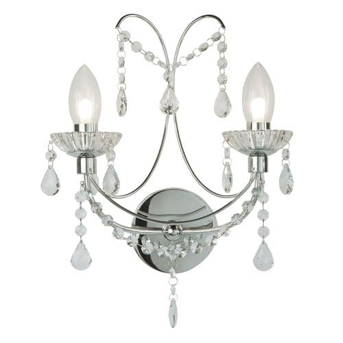Autumn 2LT Bathroom Wall Light - Chrome Metal