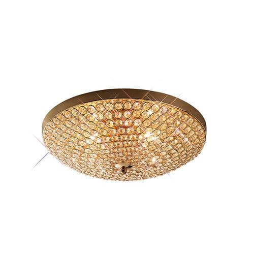 Ava 38cm Flush Ceiling 4 Light G9 French Gold/Crystal
