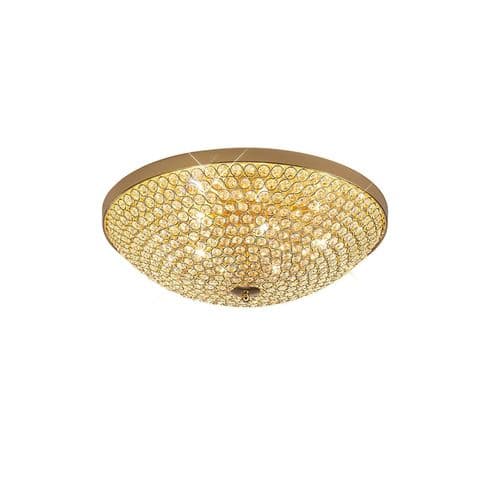 Ava 48cm Flush Ceiling 6 Light G9 French Gold/Crystal
