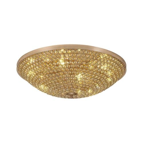 Ava 55cm Flush Ceiling 9 Light G9 French Gold/Crystal