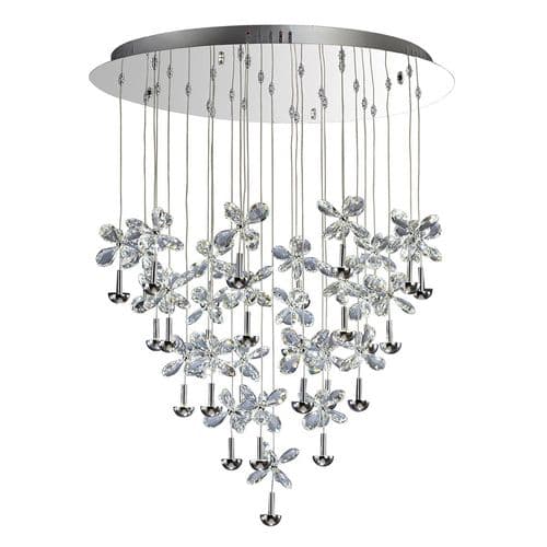 Aviva 68cm Pendant Round 28 Light 4000K LED Polished Chrome/Crystal