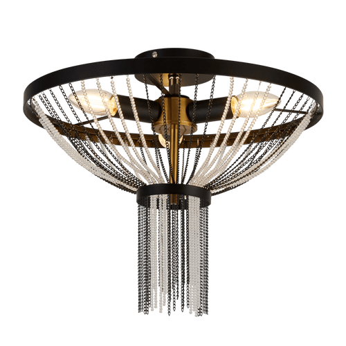 Caguette 3Lt Ceiling Light, Black With Satin Brass