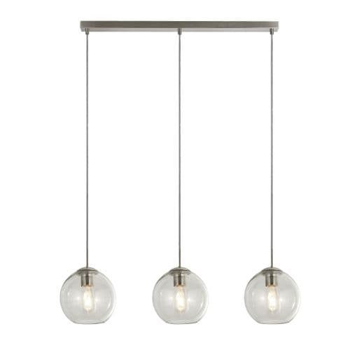 Balls 3 Light Bar Pendant, Chrome With Clear Glass