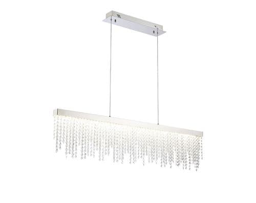 Bano Linear Dimmable Pendant 40W LED, 4000K, 4200lm, Polished Chrome / Crystal Chain