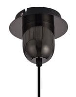 Barcelona 1 Light E27 Pendant With 30cm Oval Sphere Ribbed Glass,Black Chrome/Petrol Blue/Matt Black