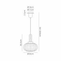 Barcelona 1 Light E27 Pendant With 30cm Oval Sphere Ribbed Glass,Black Chrome/Petrol Blue/Matt Black