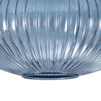 Barcelona 1 Light E27 Pendant With 30cm Oval Sphere Ribbed Glass,Black Chrome/Petrol Blue/Matt Black