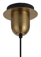 Barcelona 1 Light E27 Pendant With 30cm Pumpkin Ribbed Glass, Brass Gold / Green / Matt Black
