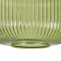 Barcelona 1 Light E27 Pendant With 30cm Pumpkin Ribbed Glass, Brass Gold / Green / Matt Black
