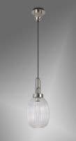 Barcelona 1 Light Pendant E27 With 20cm Almond Ribbed Glass - Multiple Colour