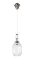Barcelona 1 Light Pendant E27 With 20cm Almond Ribbed Glass - Multiple Colour