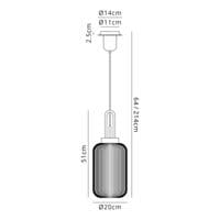 Barcelona 1 Light Pendant E27 With 20cm Tubular Ribbed Glass - Multiple Colour