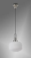 Barcelona 1 Light Pendant E27 With 30cm Pumpkin Shaped Ribbed Glass - Multiple Colour