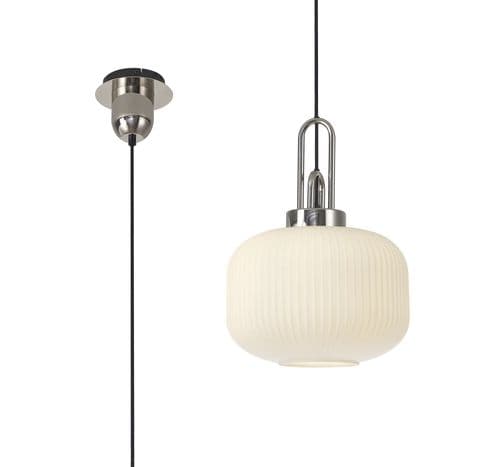 Barcelona 1 Light Pendant E27 With 30cm Pumpkin Shaped Ribbed Glass - Multiple Colour