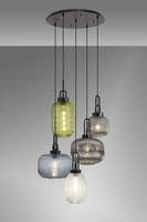 Barcelona 2.5m 5 Light Round With Multiple Shades & Colours, 5 x E27, Matt Black