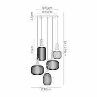 Barcelona 2.5m 5 Light Round With Multiple Shades & Colours, 5 x E27, Matt Black