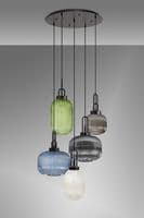 Barcelona 2.5m 5 Light Round With Multiple Shades & Colours, 5 x E27, Matt Black