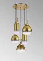 Barcelona 2.5m Round Pendant 5 Light E27 With Various Glasses, Brass Gold / Matt Black