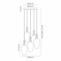 Barcelona 2.5m Round Suspension Kit, 5 x E27, Polished Nickel/Matt Black With 20cm Pumpkin Shaped