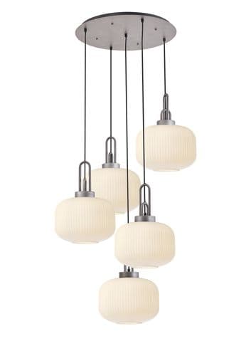 Barcelona 2.5m Round Suspension Kit,5xE27,With 30cm Pumpkin Shaped Ribbed Opal Glass-Multiple Colour