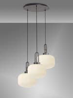 Barcelona 2m Round Suspension Kit,3xE27,With 30cm Pumpkin Shaped Ribbed Opal Glass - Multiple Colour