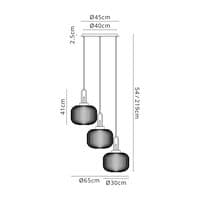 Barcelona 2m Round Suspension Kit,3xE27,With 30cm Pumpkin Shaped Ribbed Opal Glass - Multiple Colour