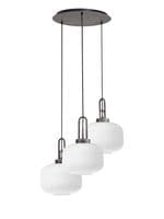 Barcelona 2m Round Suspension Kit,3xE27,With 30cm Pumpkin Shaped Ribbed Opal Glass - Multiple Colour