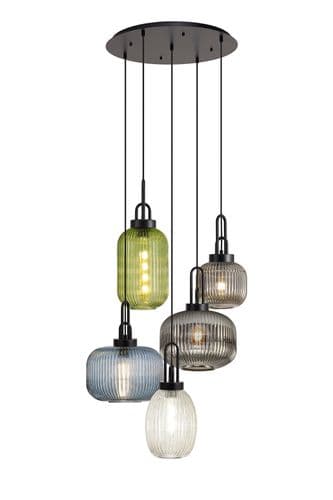 Barcelona 70cm 2.5m 5 Light Round With Multiple Shades & Colours, 5 x E27 ELK000832
