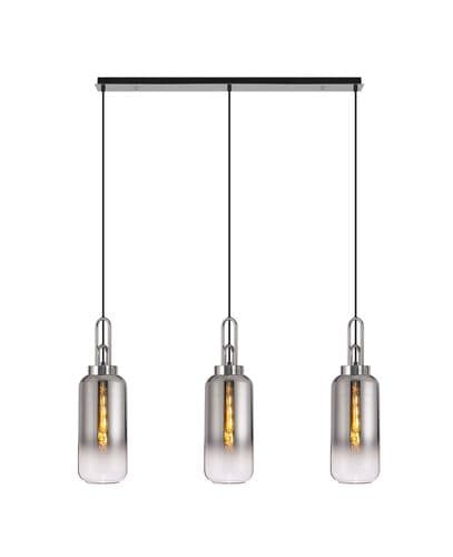 Barcelona Linear 3 Light Pendant E27 With 16cm Cylinder Glass - Multiple Colour