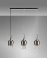 Barcelona Linear 3 Light Pendant E27 With 23cm Pear Glass - Multiple Colour