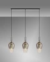 Barcelona Linear 3 Light Pendant E27 With 23cm Pear Glass - Multiple Colour