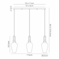Barcelona Linear 3 Light Pendant E27 With 23cm Pear Glass - Multiple Colour
