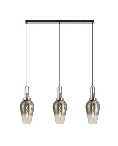 Barcelona Linear 3 Light Pendant E27 With 23cm Pear Glass - Multiple Colour