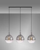 Barcelona Linear 3 Light Pendant E27 With 30cm Globe Glass - Multiple Colour
