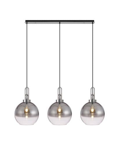 Barcelona Linear 3 Light Pendant E27 With 30cm Globe Glass - Multiple Colour